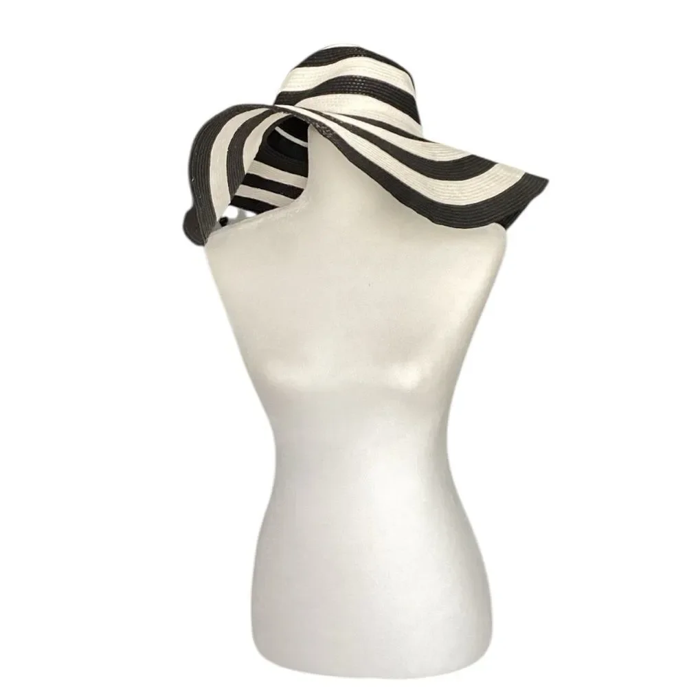 Black and White Striped Women's Sun Hat